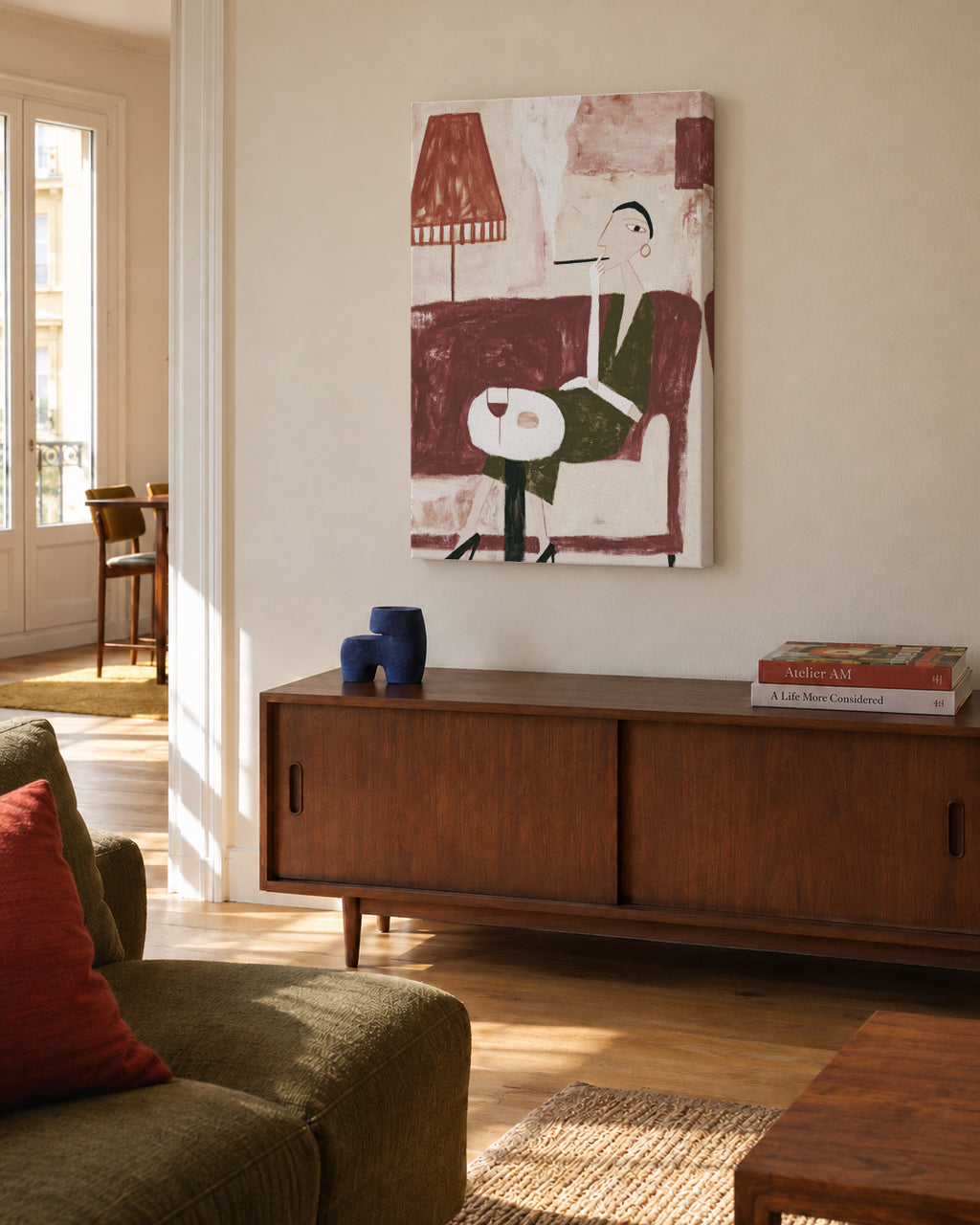Quiet Conversation - Unframed canvas in an interior