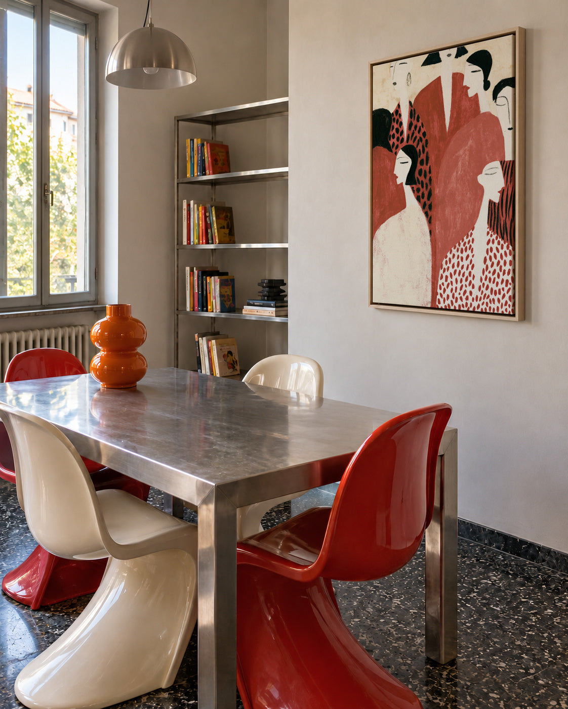 Terracotta Faces - Framed canvas in an interior
