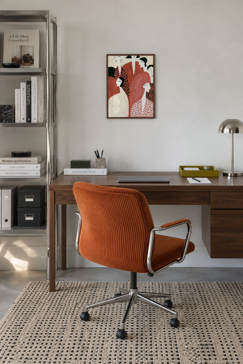 Terracotta Faces - Framed poster in an interior