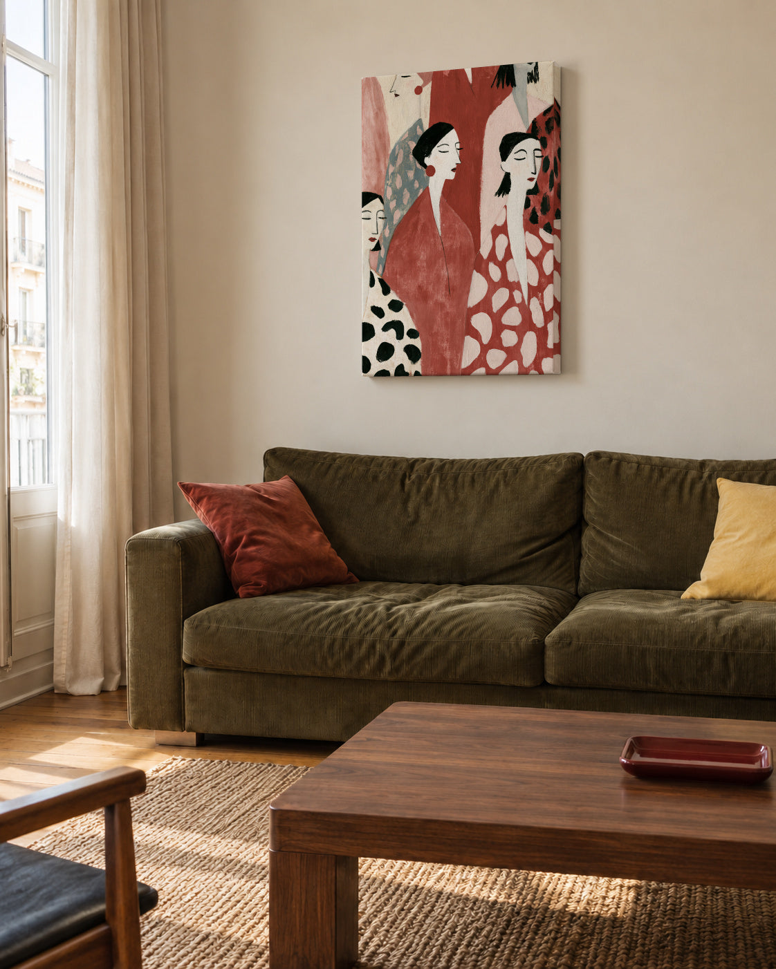 Sunday Gathering - Unframed canvas in an interior