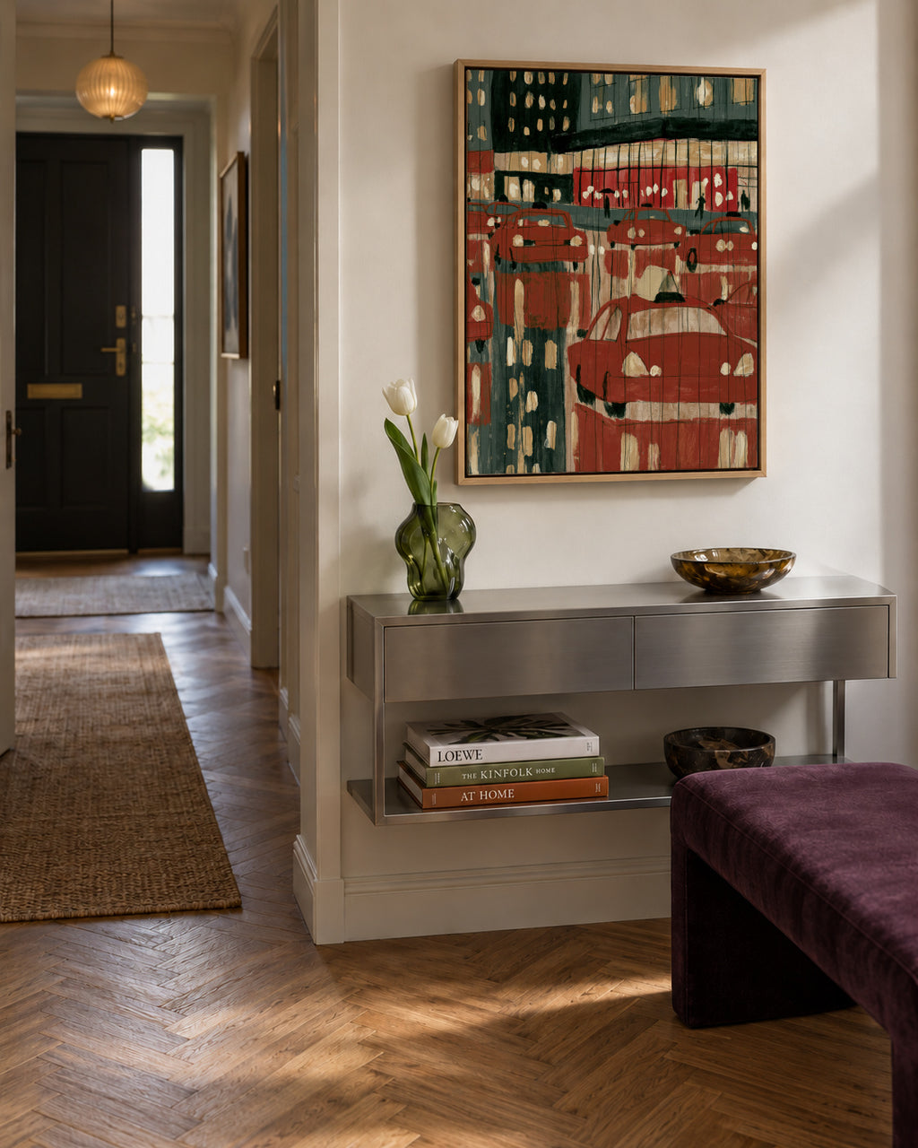 City Reflections - Framed canvas in an interior