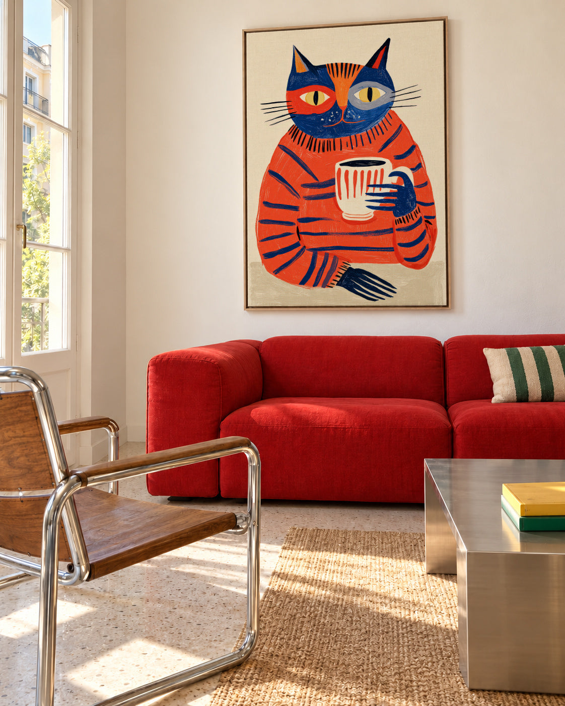 Coffee Cat - Framed canvas in an interior