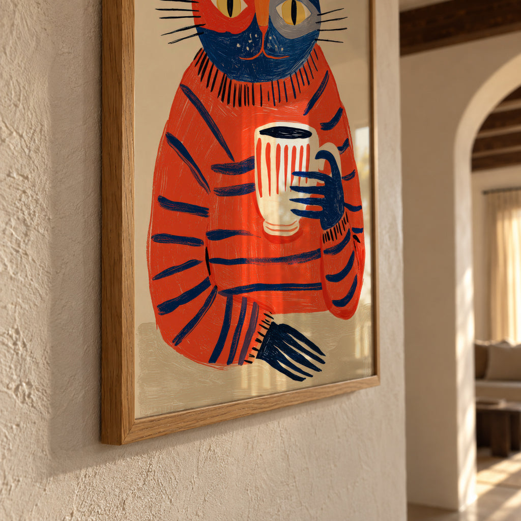 Coffee Cat - Framed poster detail
