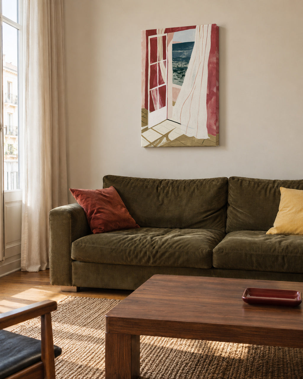 Open Window to Sea - Unframed canvas in an interior