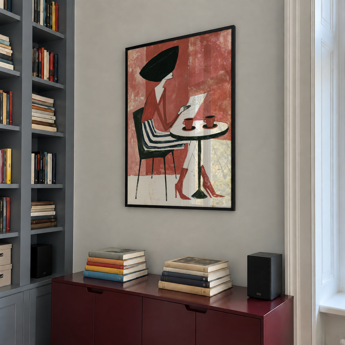 Café Rosé - Framed poster in an interior