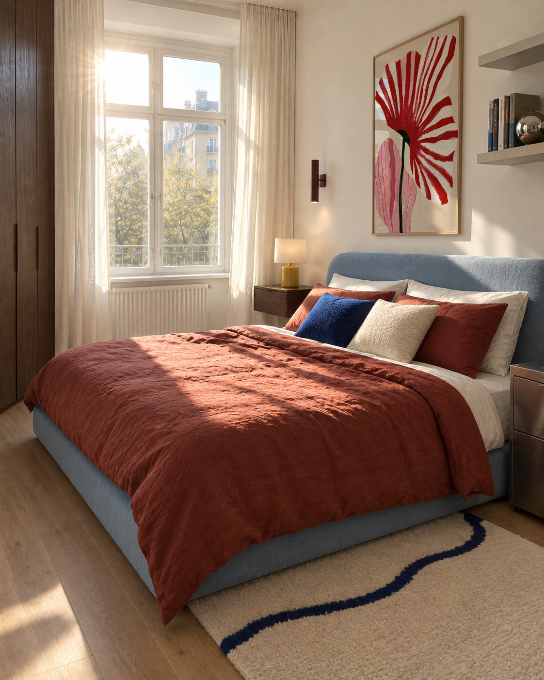 Bloom in Red - Framed poster in an interior
