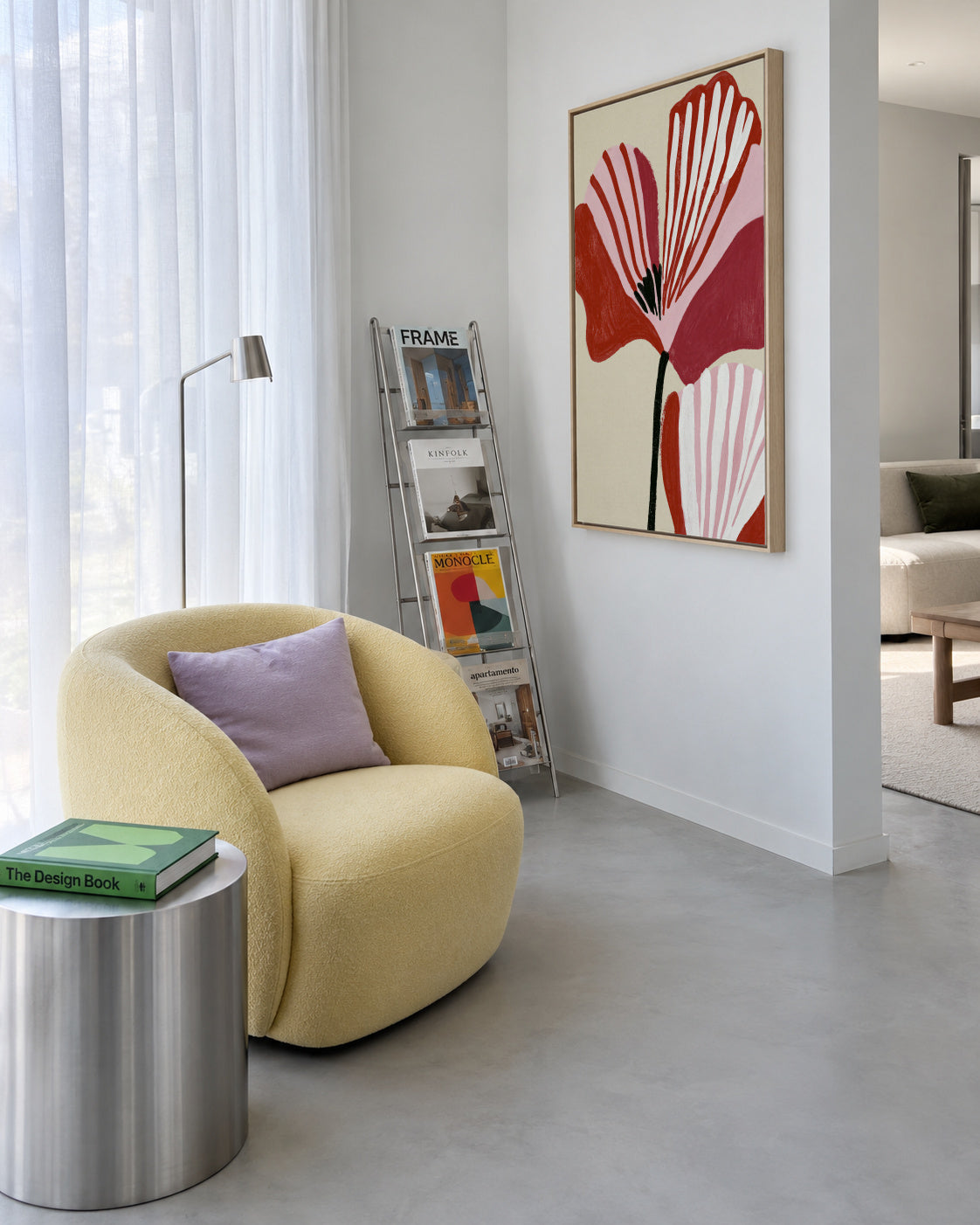 Twin Petals - Framed canvas in an interior