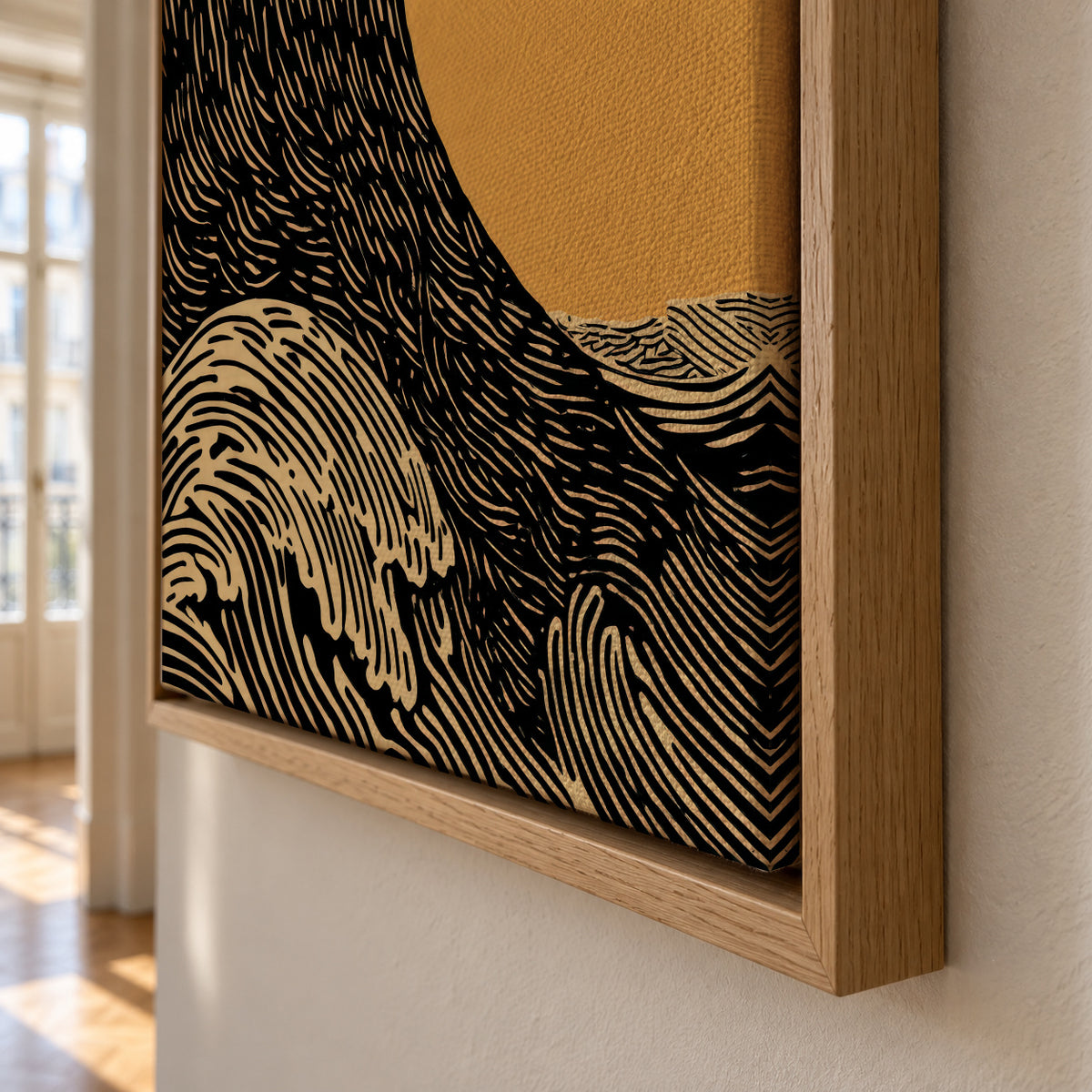 Black Wave - Framed canvas detail