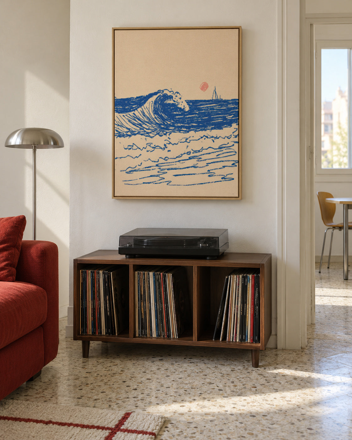 Soft Tide - Framed canvas in an interior