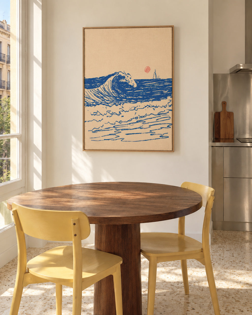 Soft Tide - Framed canvas in an interior