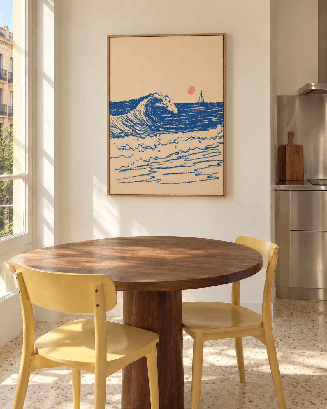 Soft Tide - Framed canvas in an interior