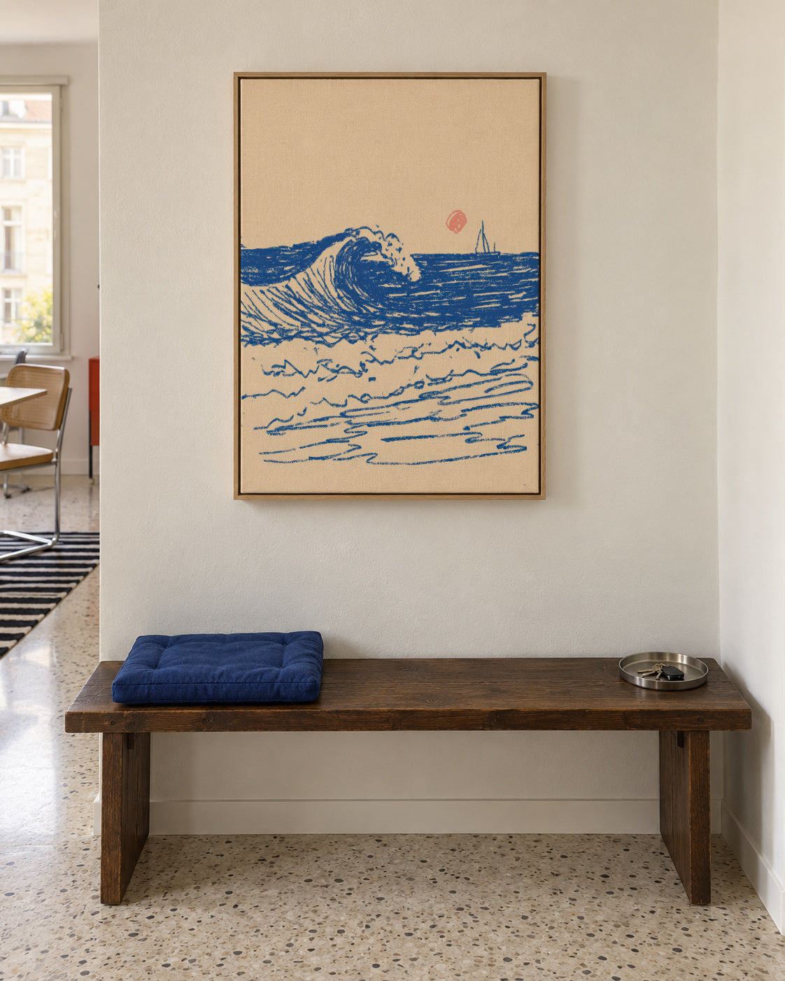 Soft Tide - Framed canvas in an interior