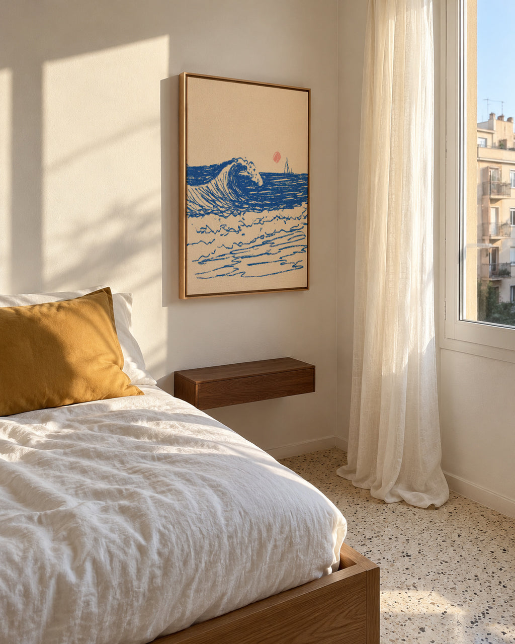 Soft Tide - Framed canvas in an interior