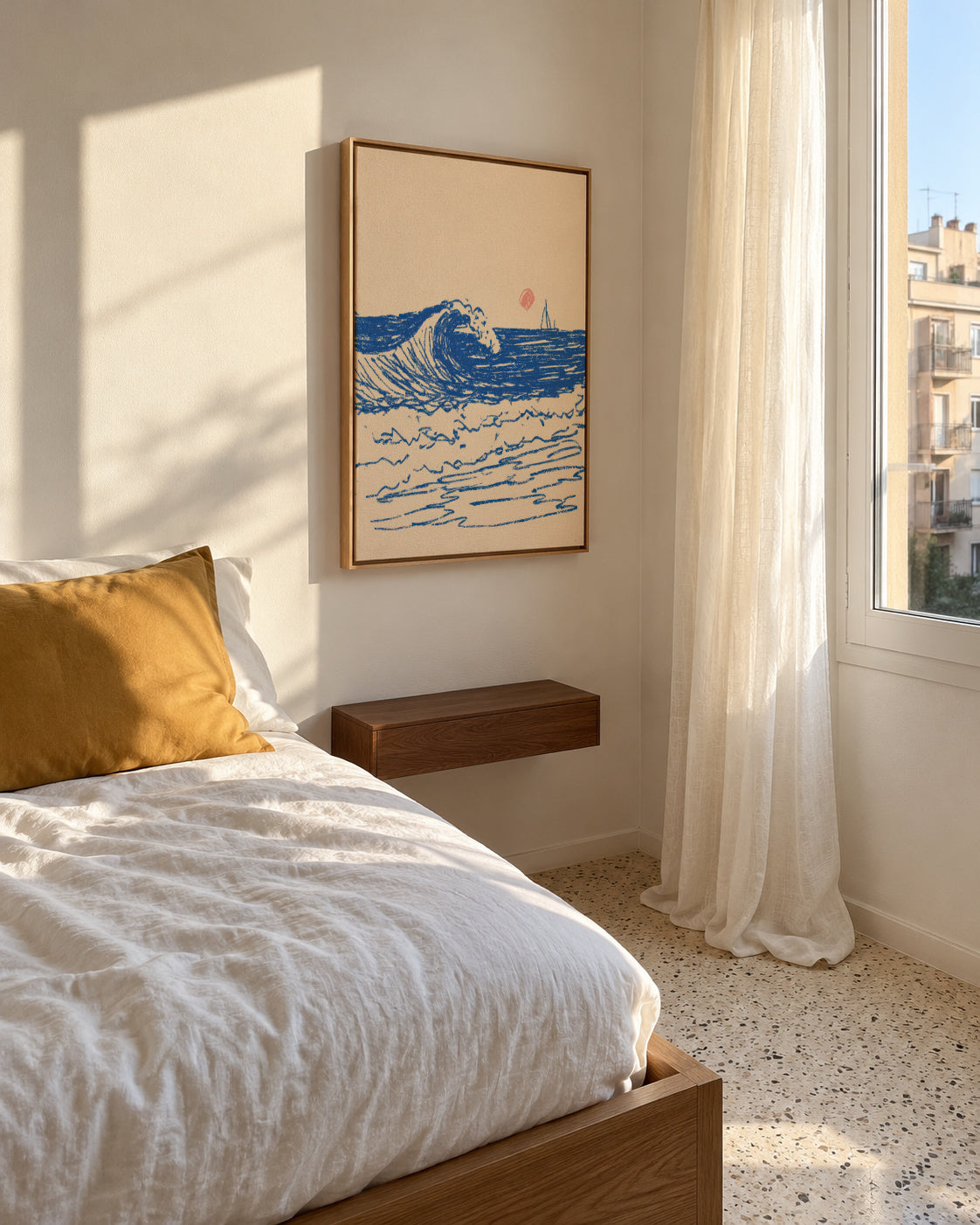 Soft Tide - Framed canvas in an interior