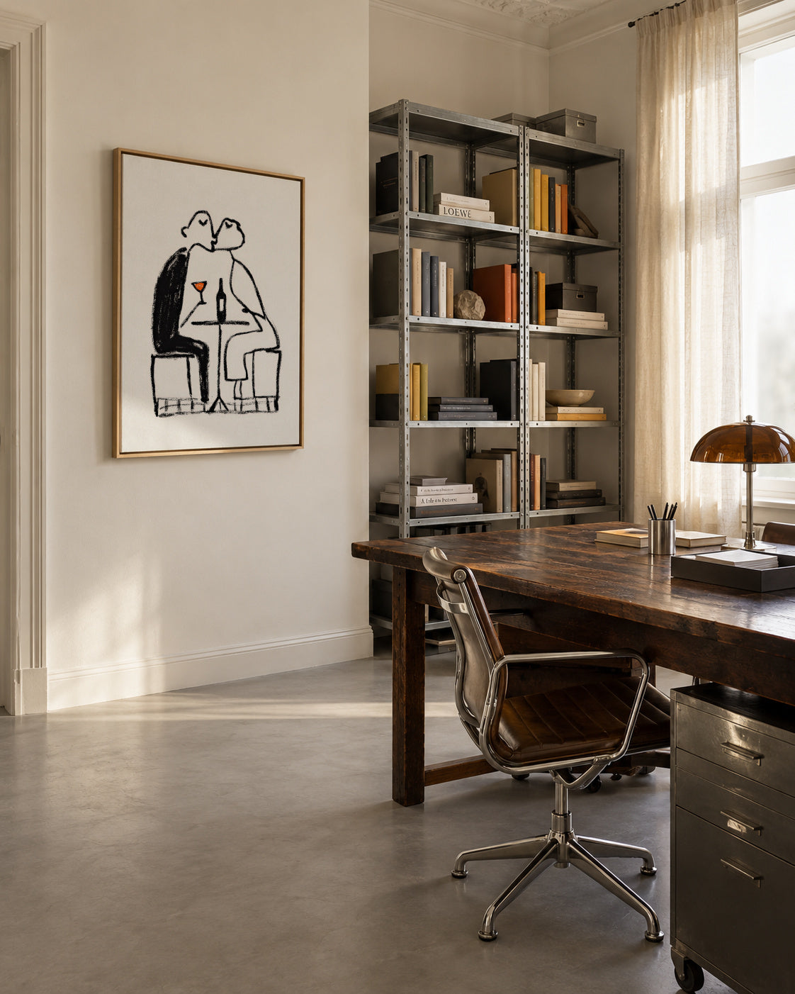 Wine for Two - Framed canvas in an interior