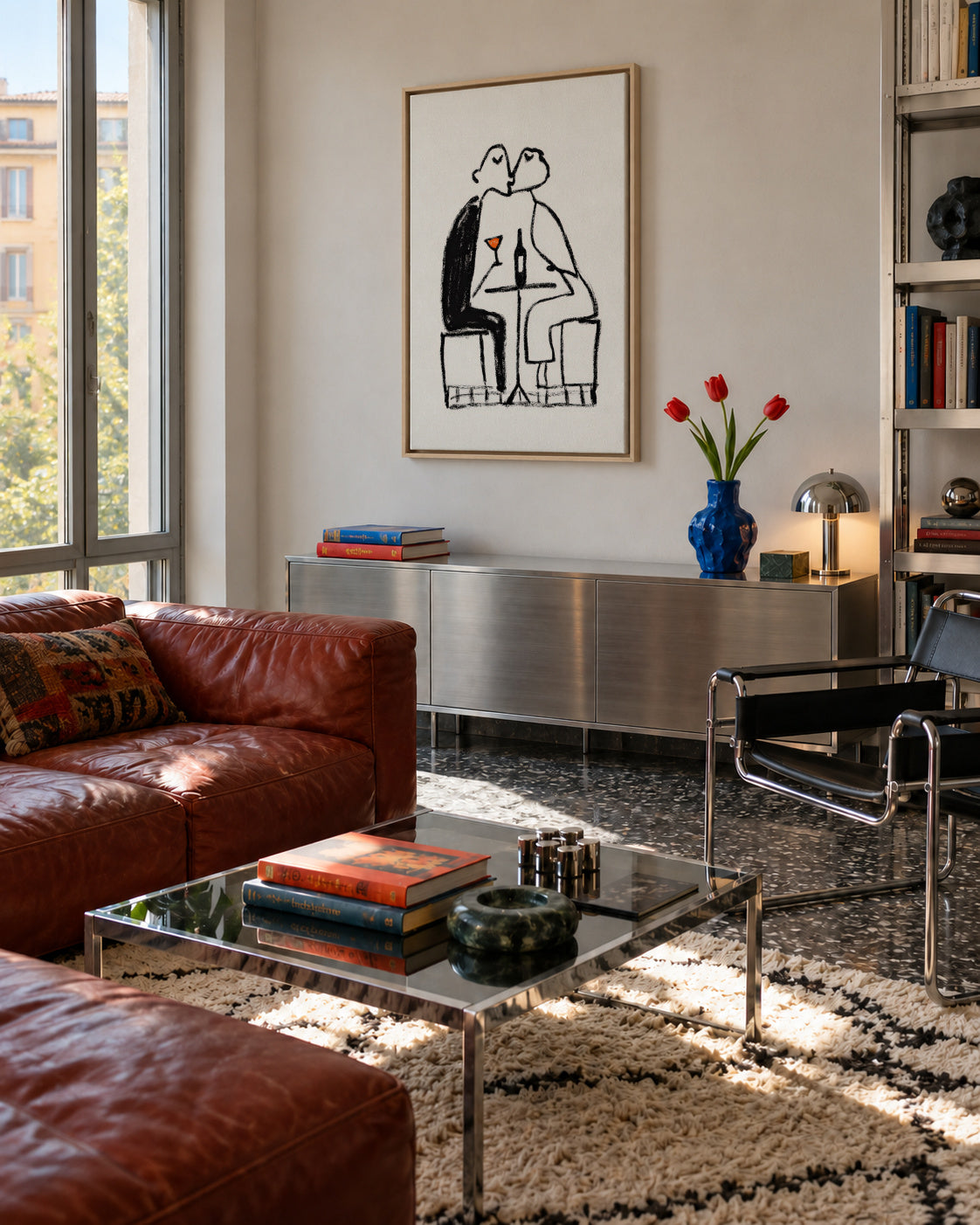Wine for Two - Framed canvas in an interior