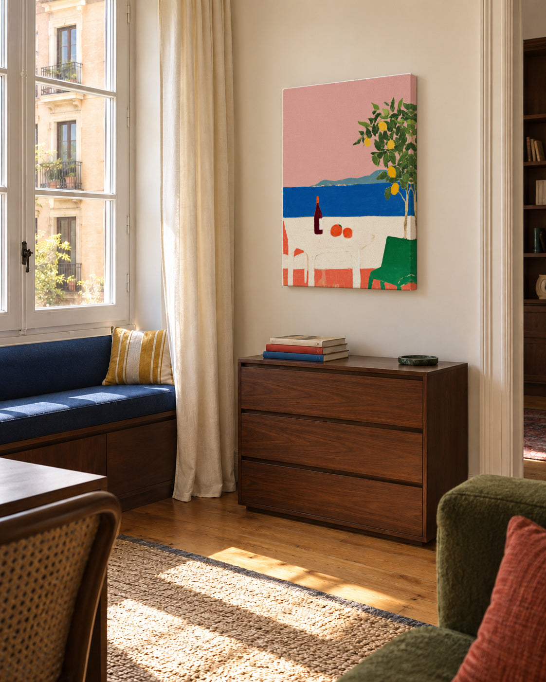 Pink Riviera - Unframed canvas in an interior