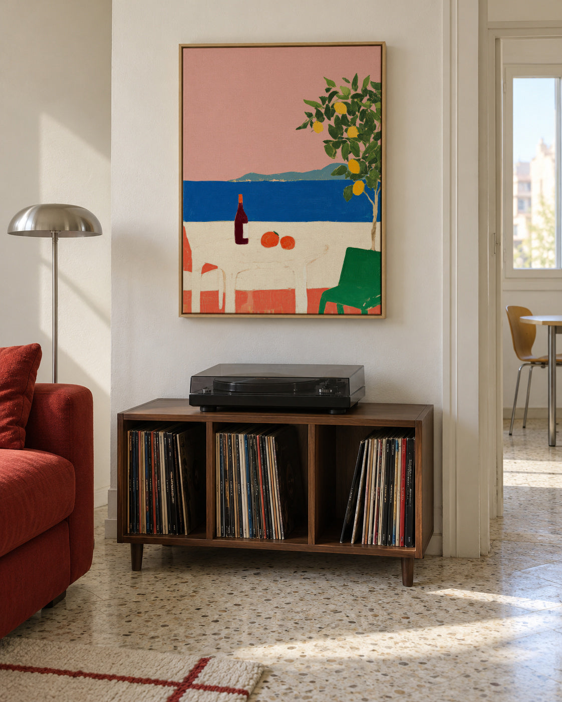 Pink Riviera - Framed canvas in an interior
