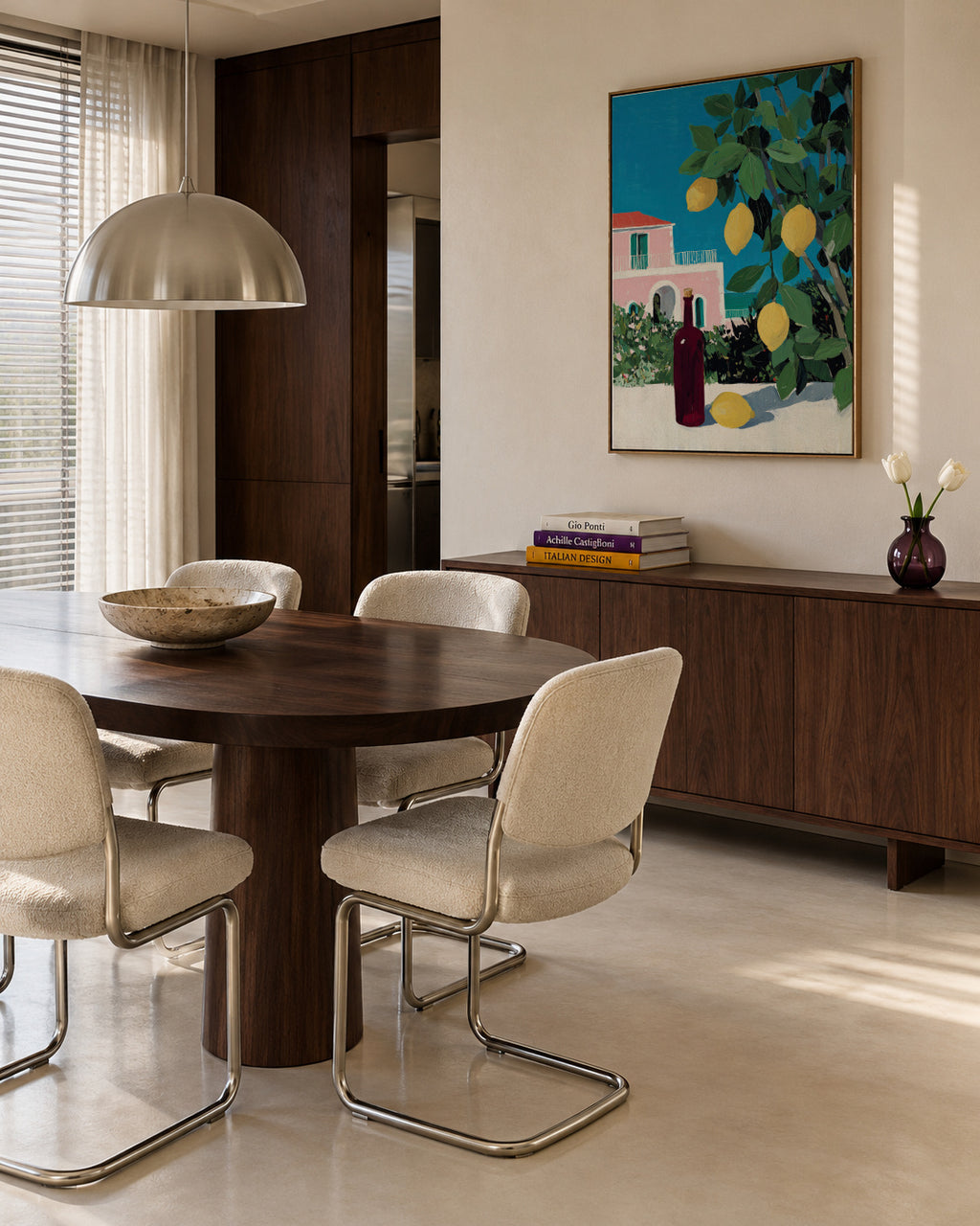 Lemon Courtyard - Framed canvas in an interior
