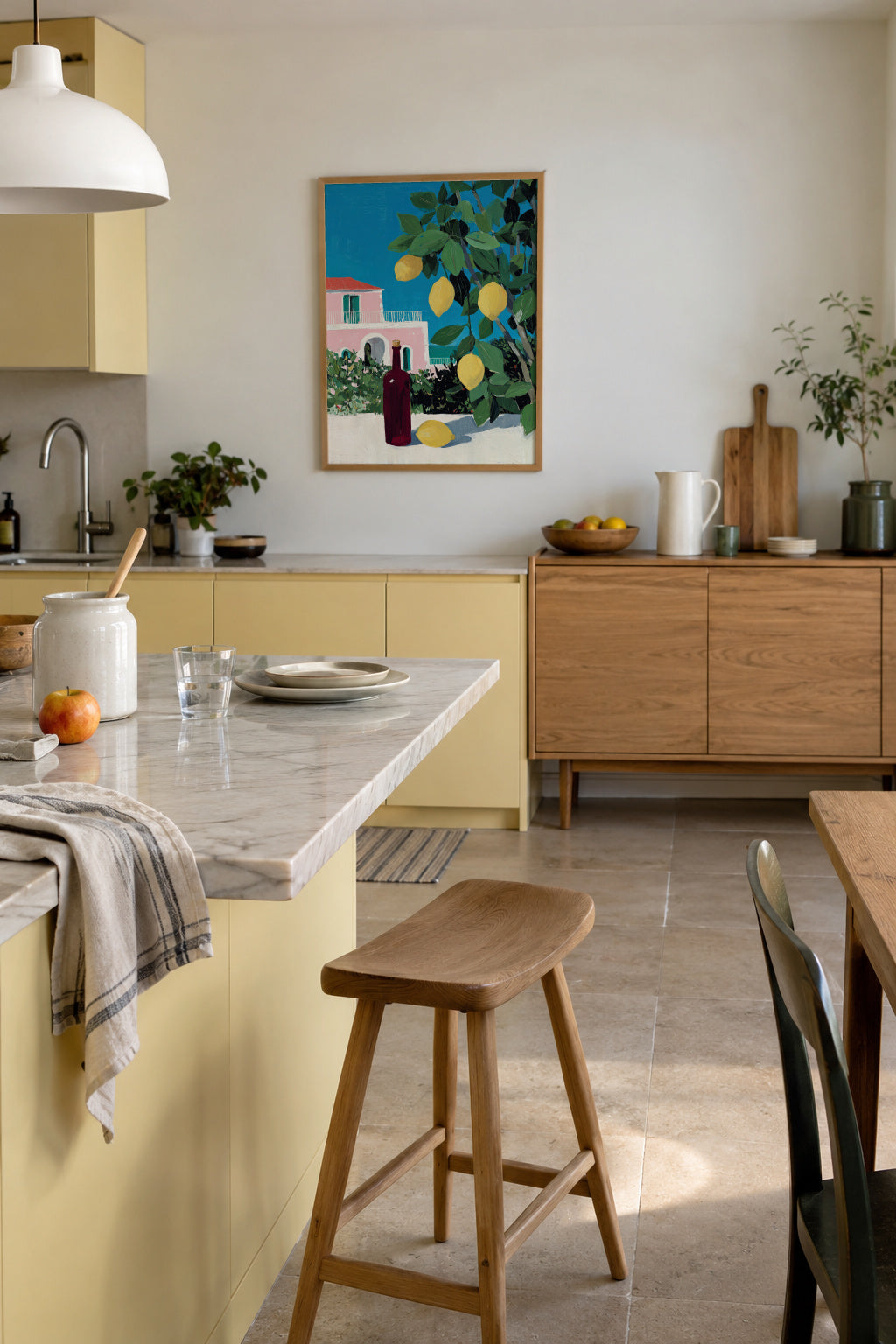 Lemon Courtyard - Framed poster in an interior