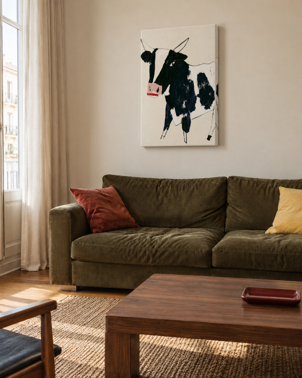 Country Cow - Unframed canvas in an interior