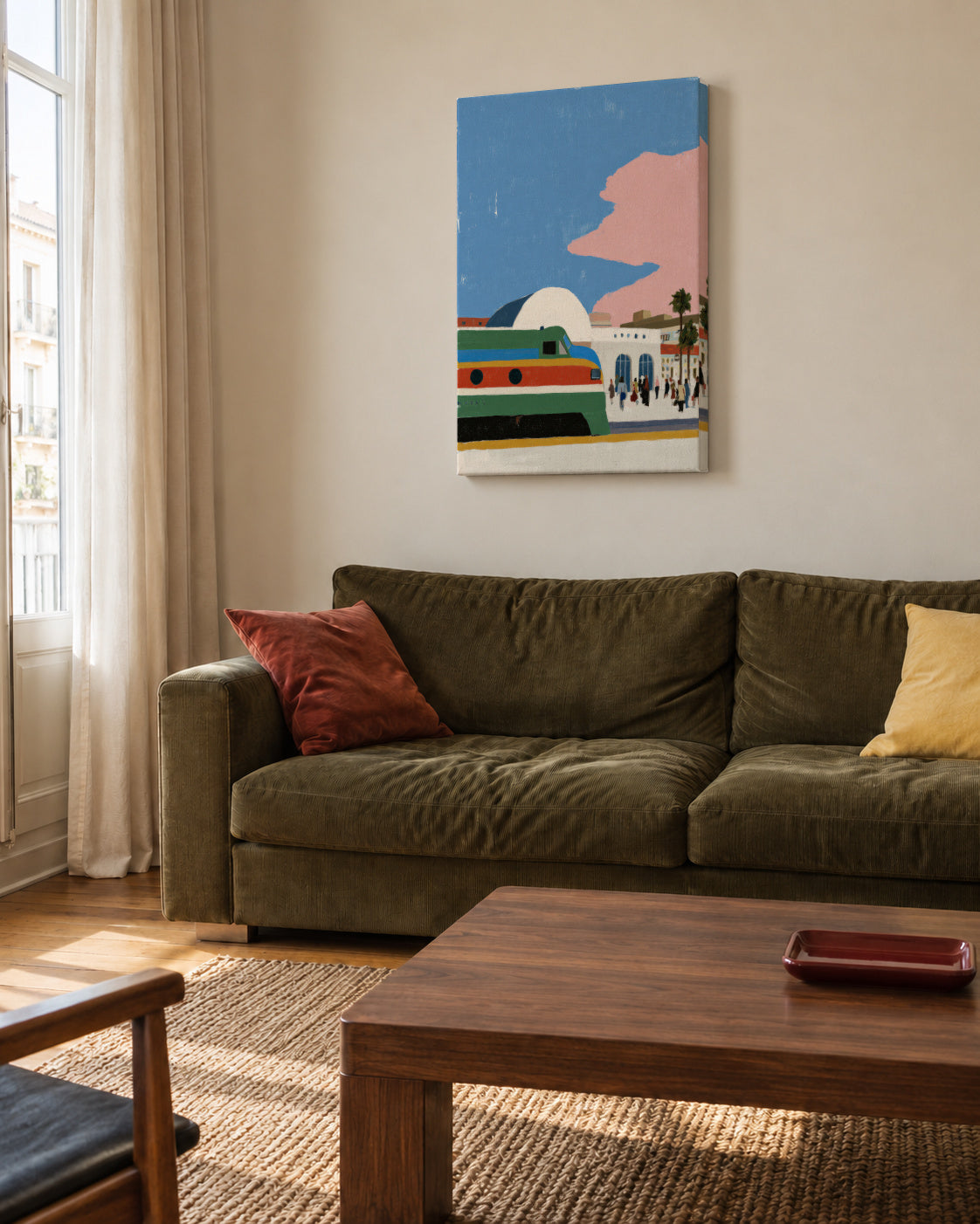 Pink Boulevard - Unframed canvas in an interior