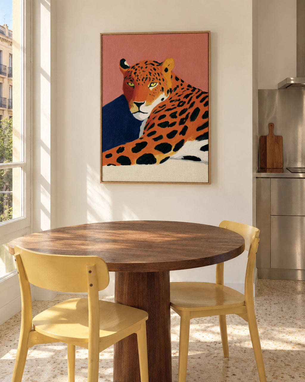 Resting Leopard - Framed canvas in an interior