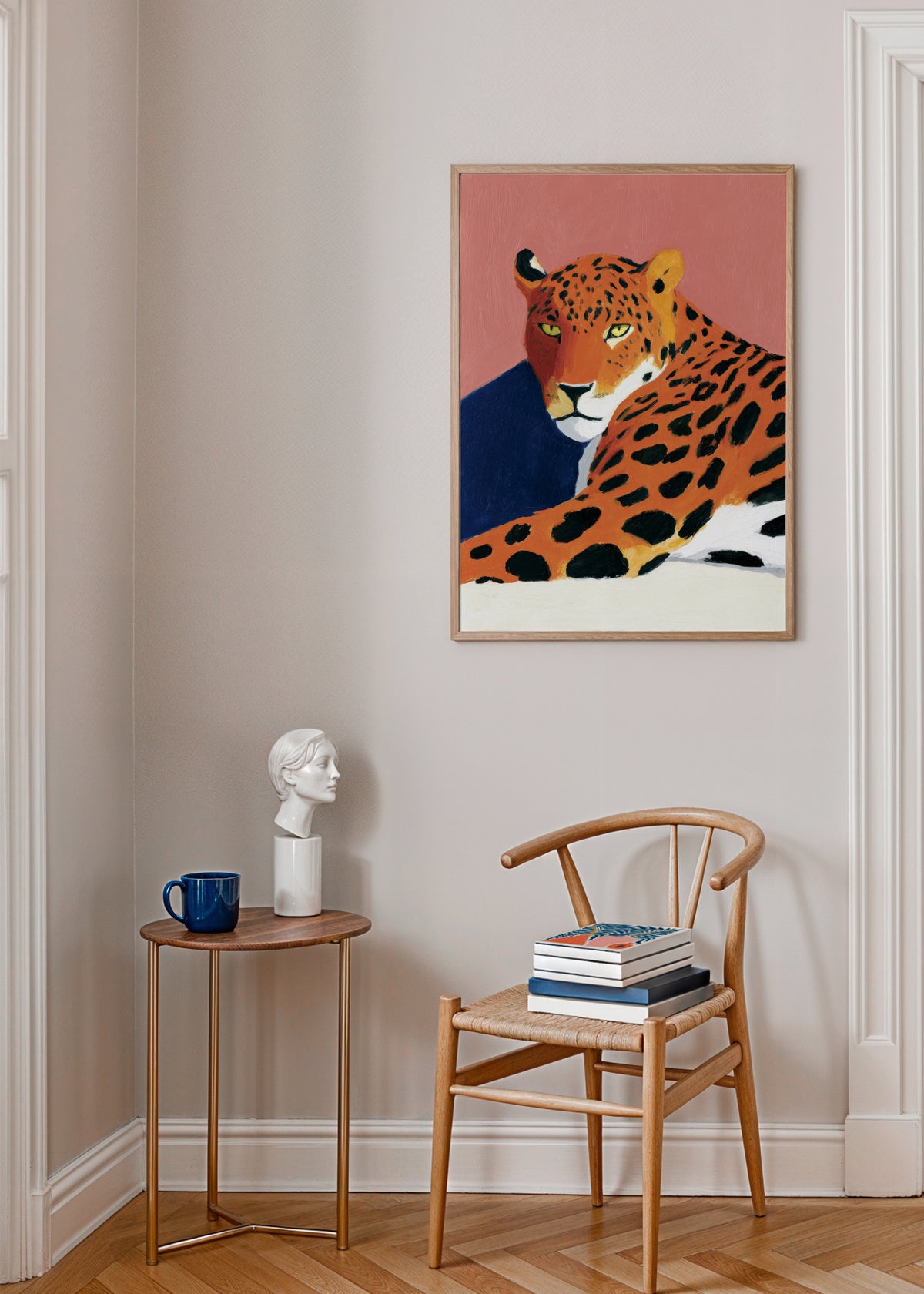 Resting Leopard - Framed poster in an interior