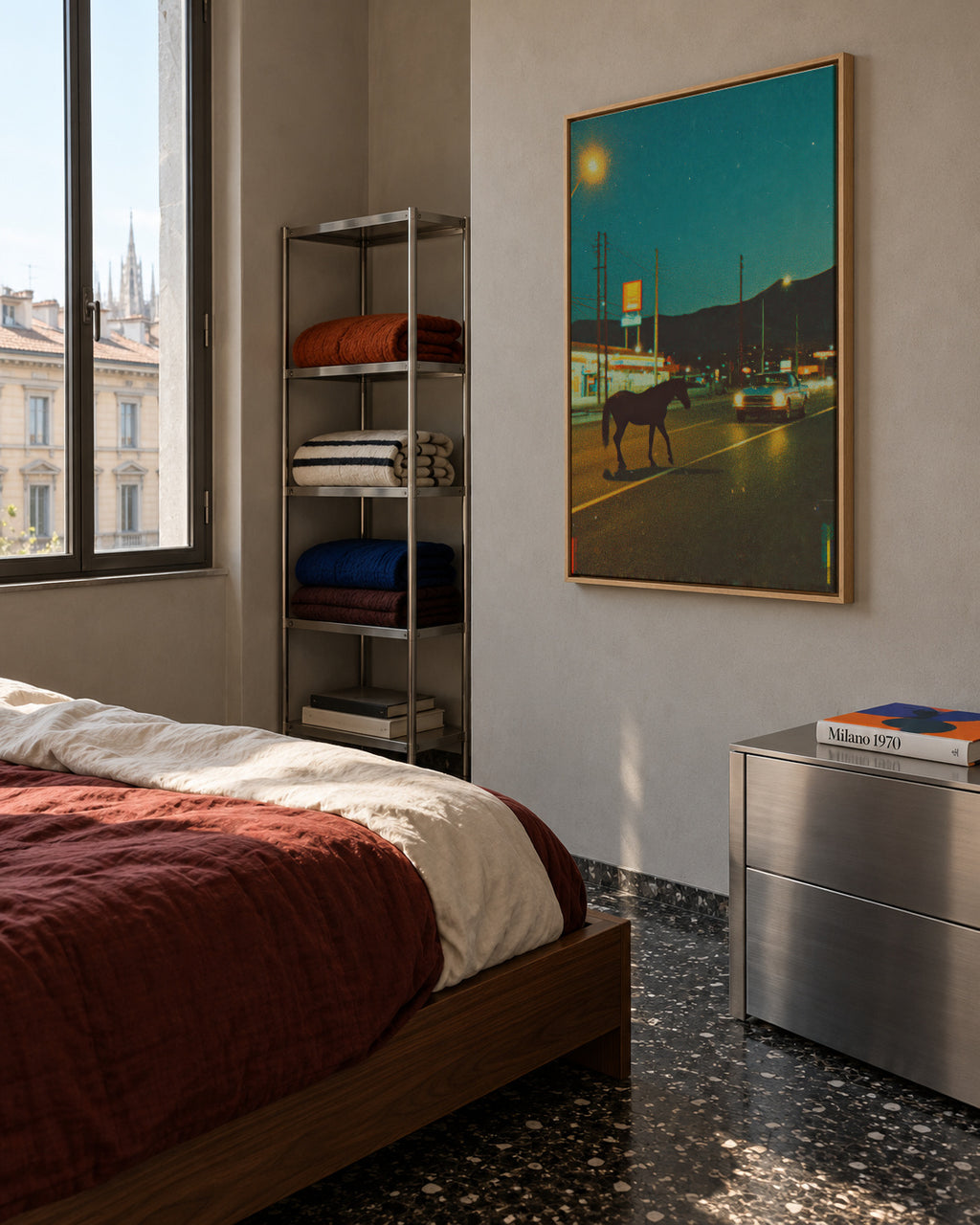 Horse Crossing - Framed canvas in an interior