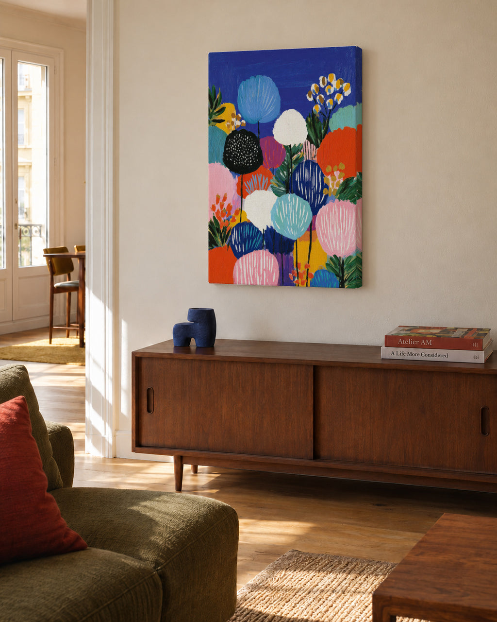 Midnight Garden - Unframed canvas in an interior