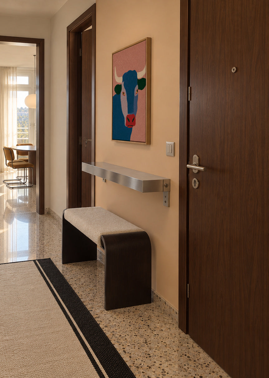 Indigo Bull - Framed canvas in an interior