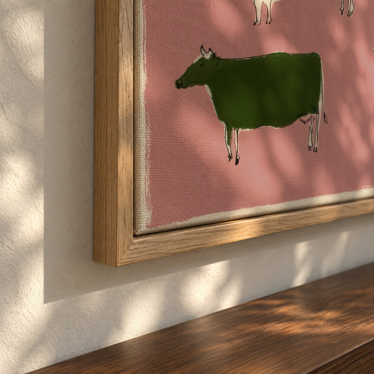 Pink Farm - Framed canvas detail