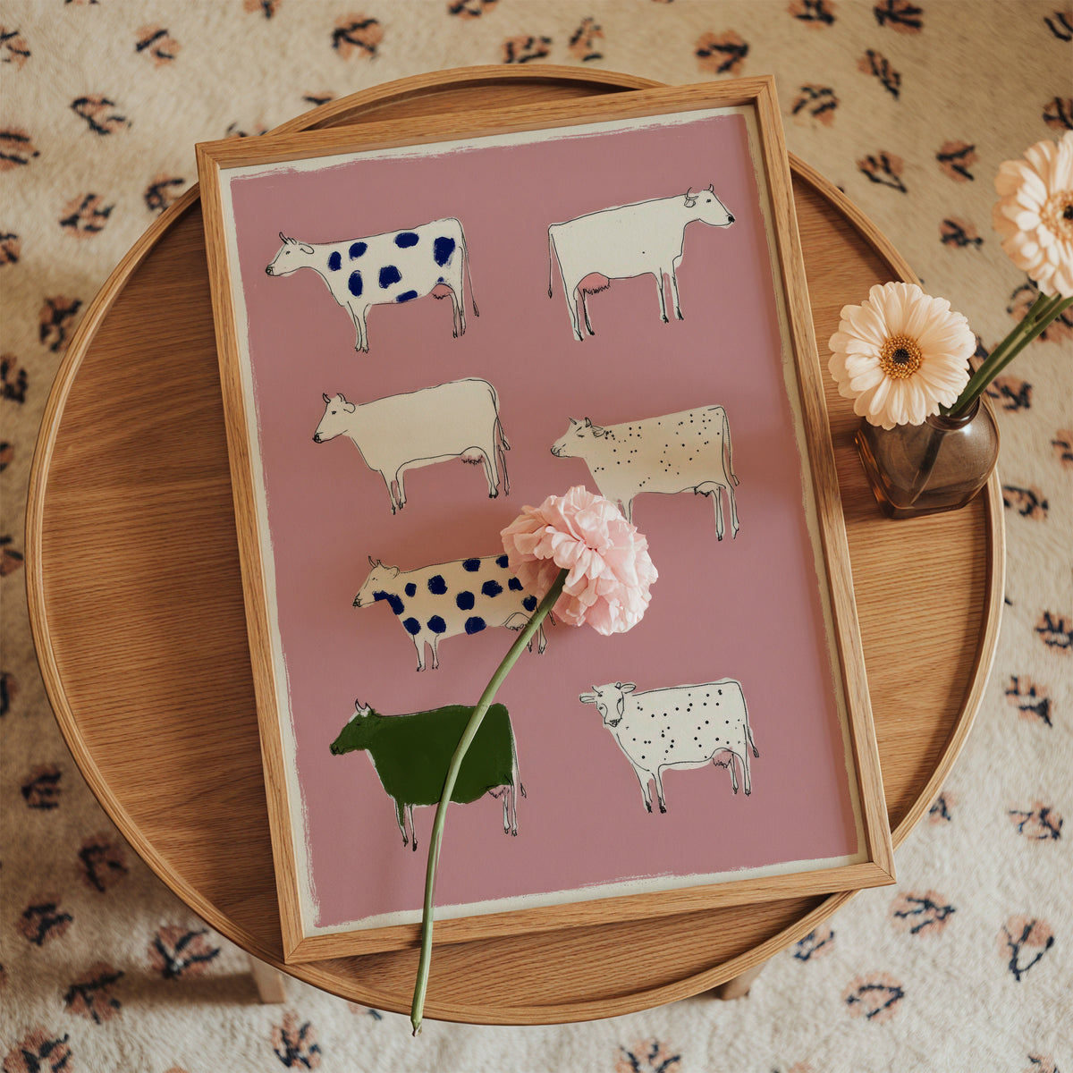 Pink Farm - Framed poster in an interior