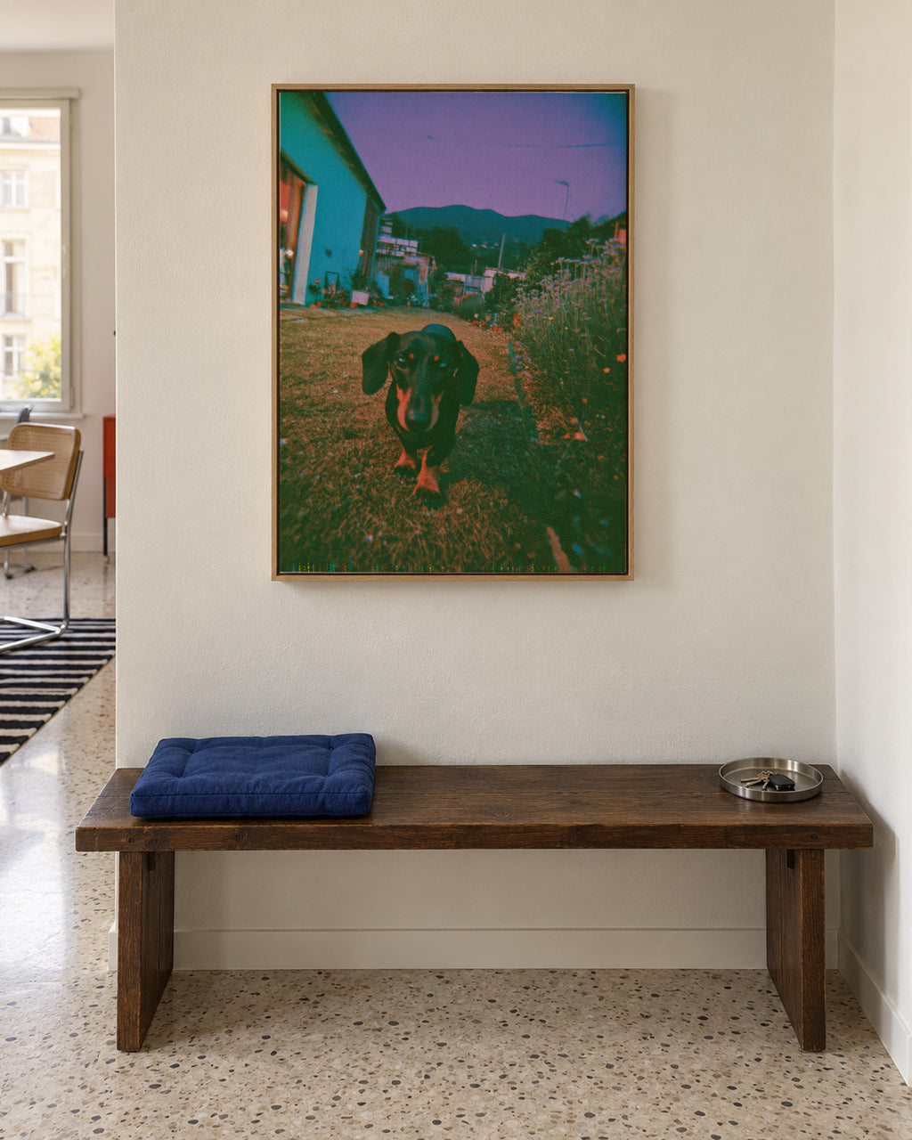 Dog at Dusk - Framed canvas in an interior