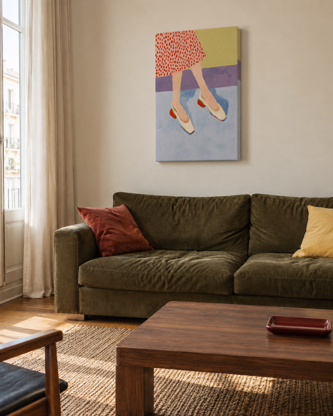Red Shoes - Unframed canvas in an interior