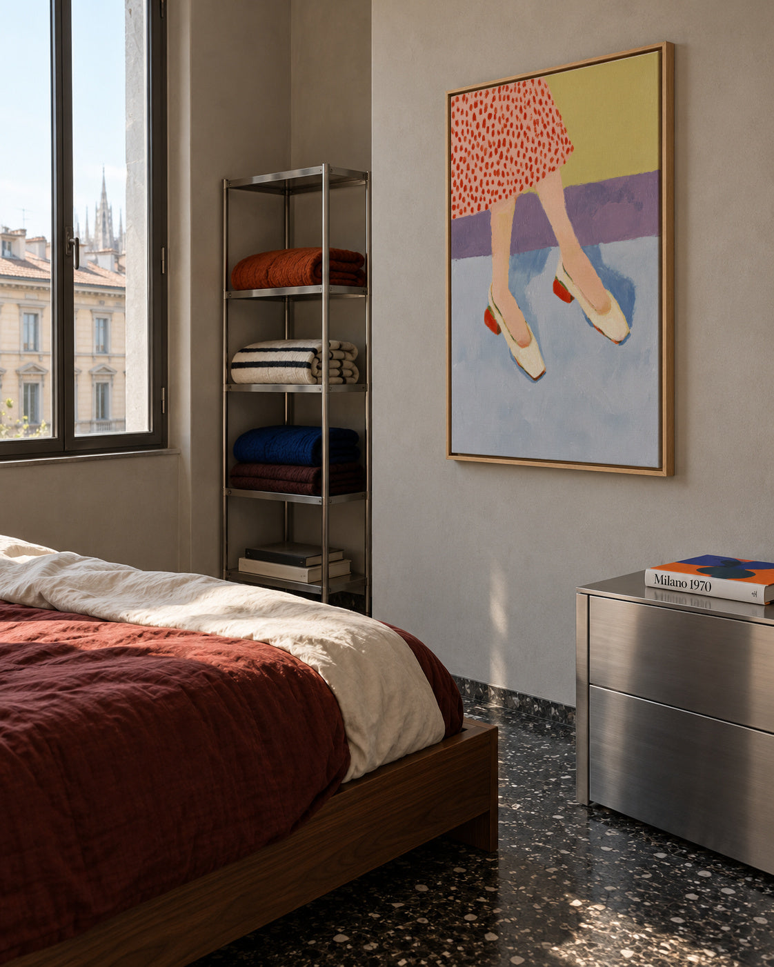 Red Shoes - Framed canvas in an interior