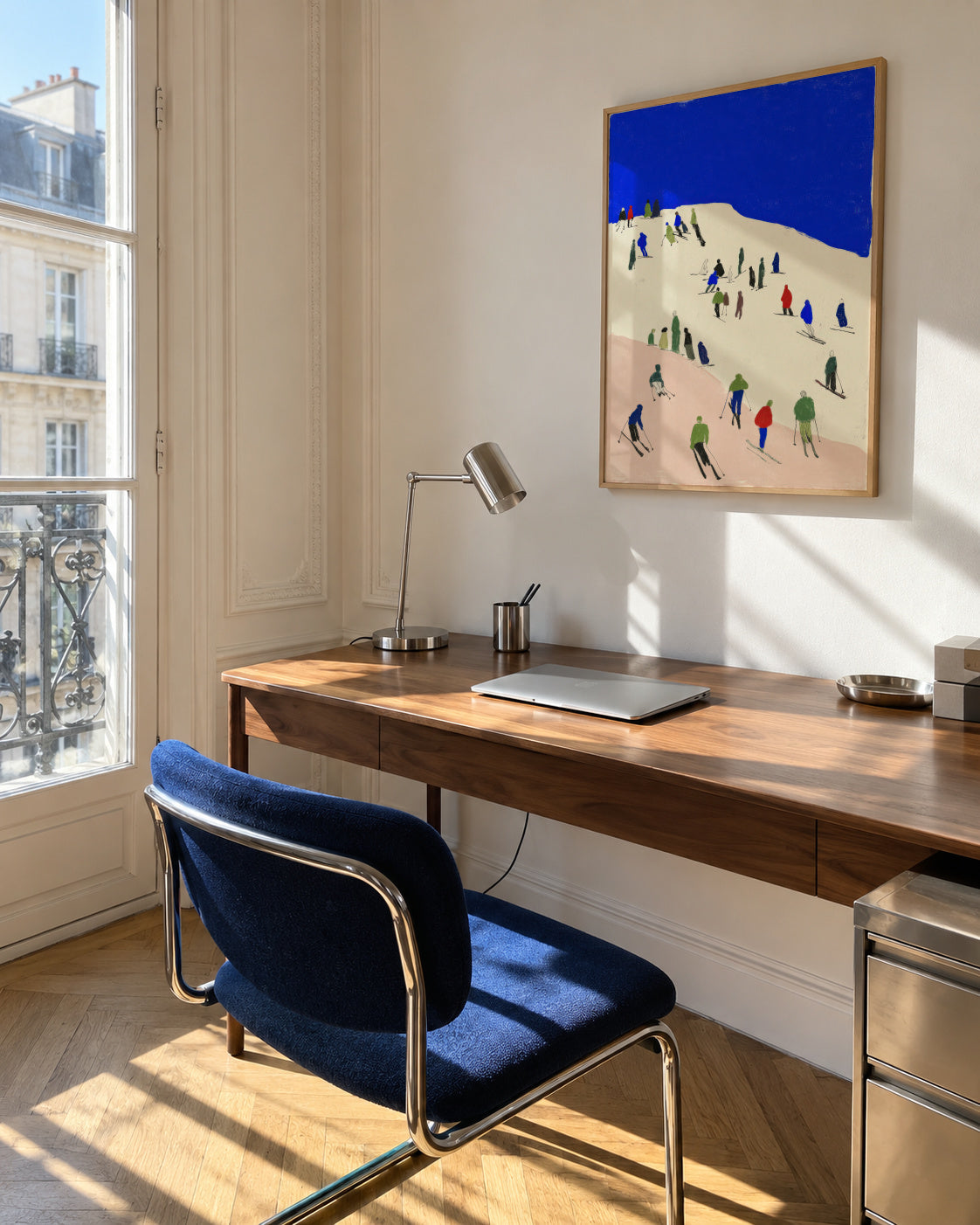 Blue Slopes - Framed poster in an interior