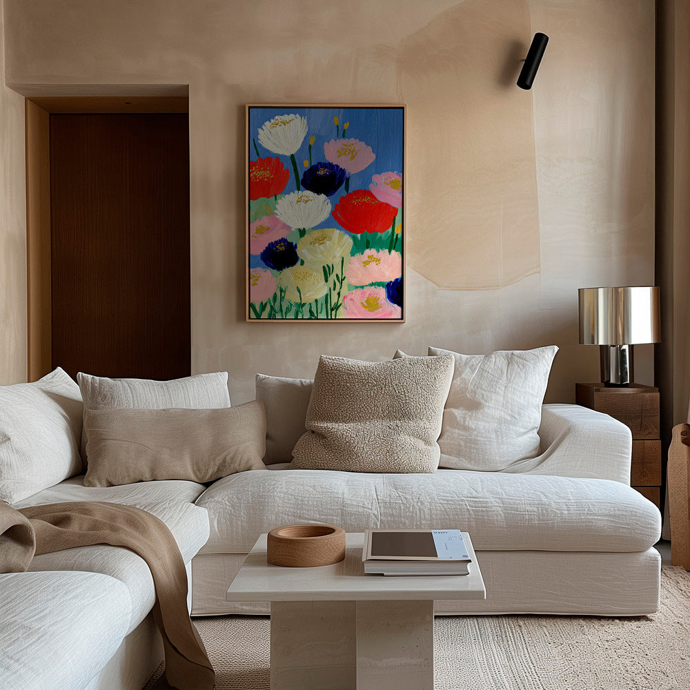 Lámina botánica con amapolas a brochazos – Canvas1