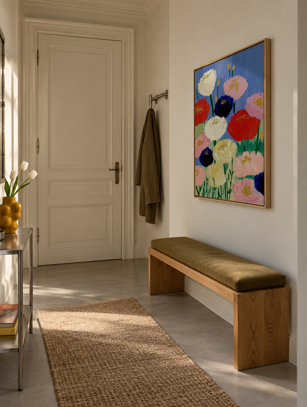 Floral Symphony - Framed canvas in an interior