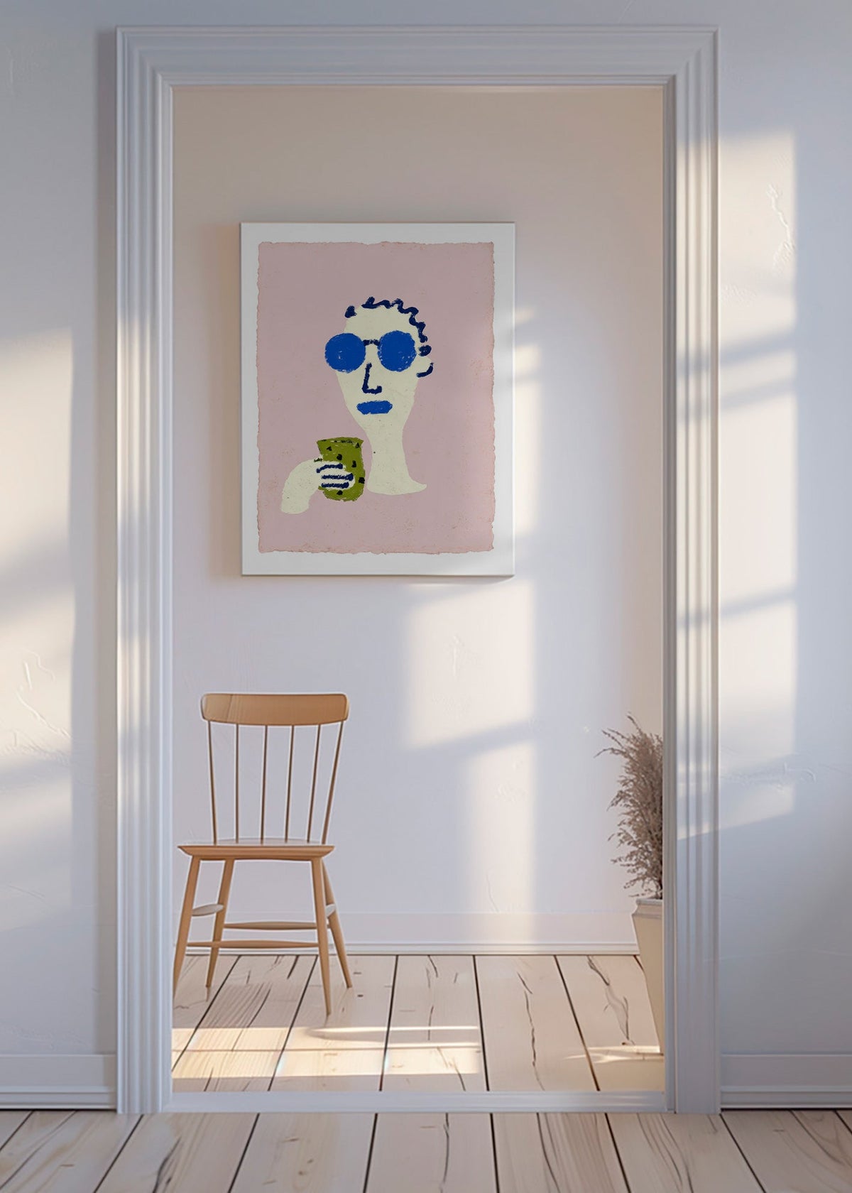 Ilustración de retrato con gafas azules – Canvas