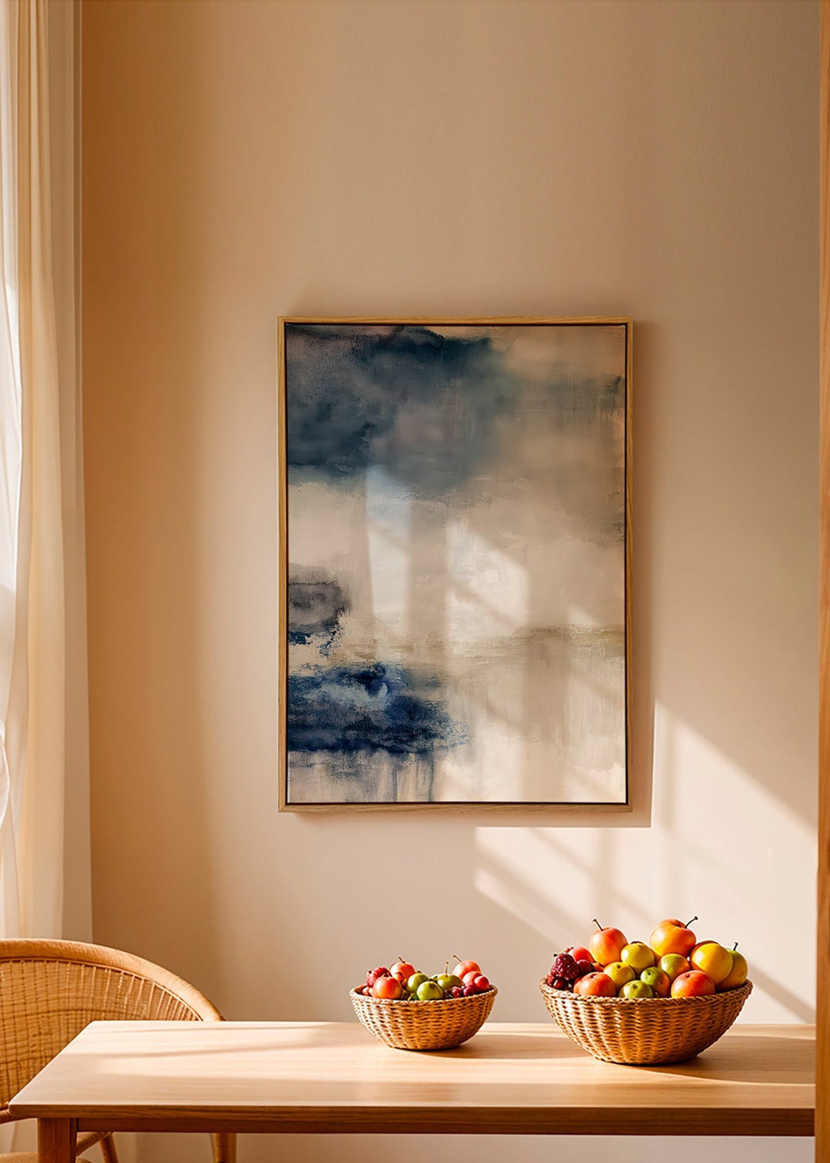 Cuadro abstracto en azul y beige – Canvas1