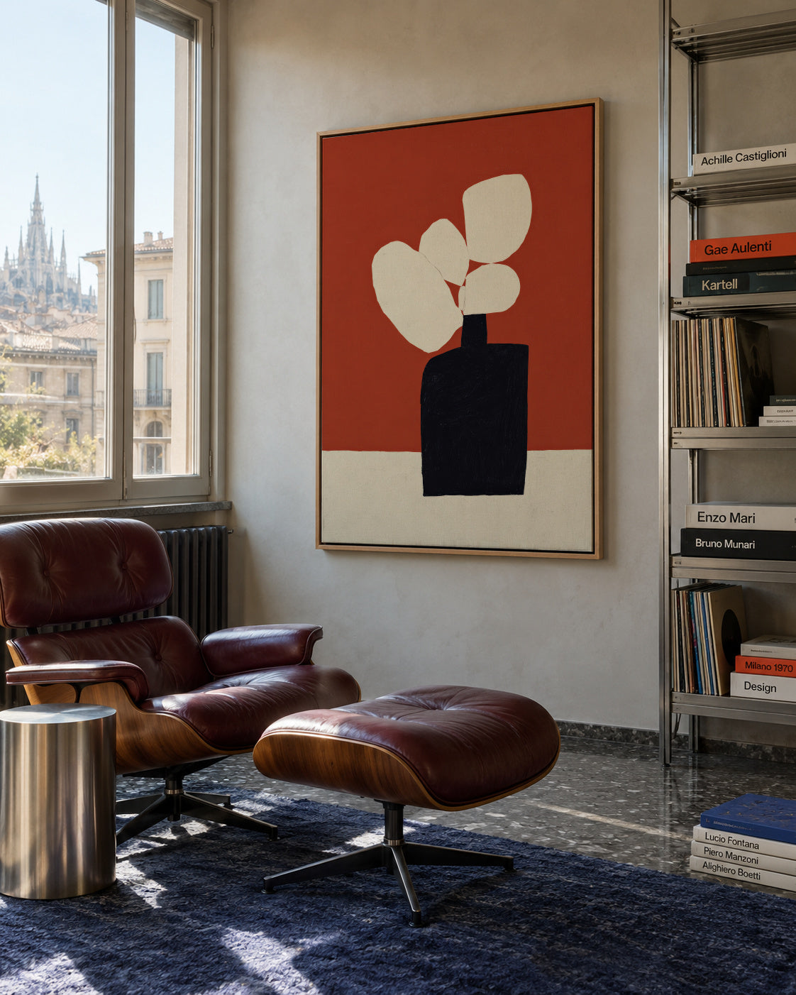 White Leaves - Framed canvas in an interior