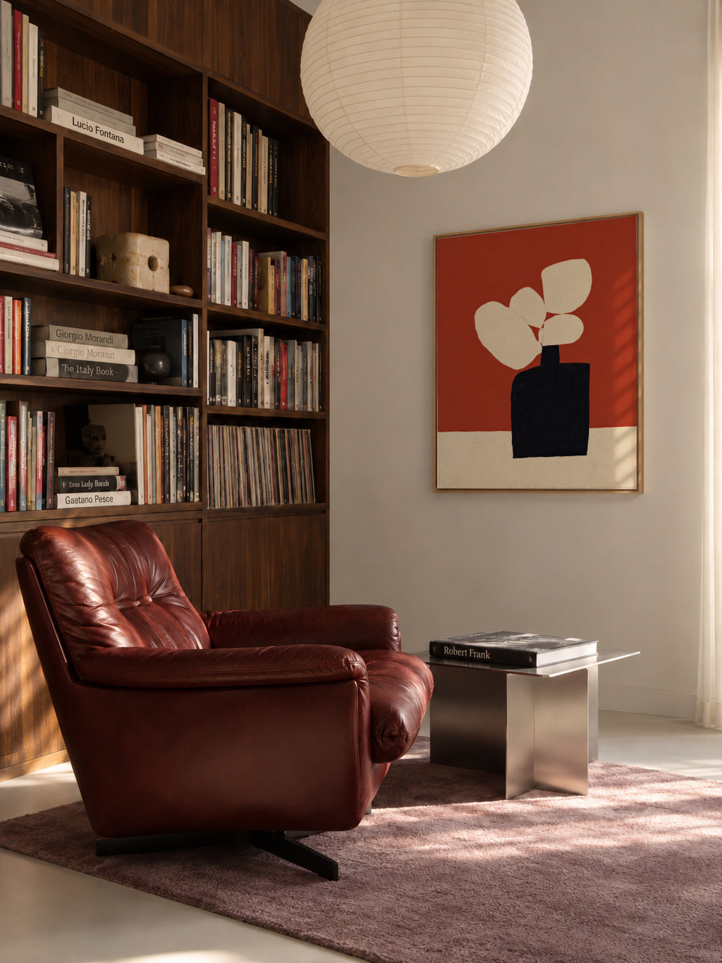 White Leaves - Framed canvas in an interior