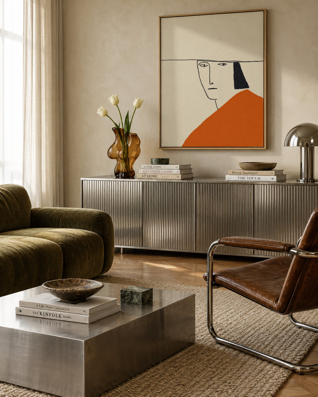 Orange Portrait - Framed canvas in an interior