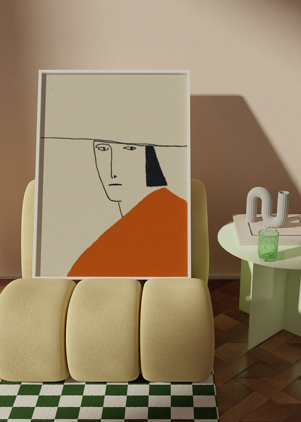 Orange Portrait - Framed poster in an interior