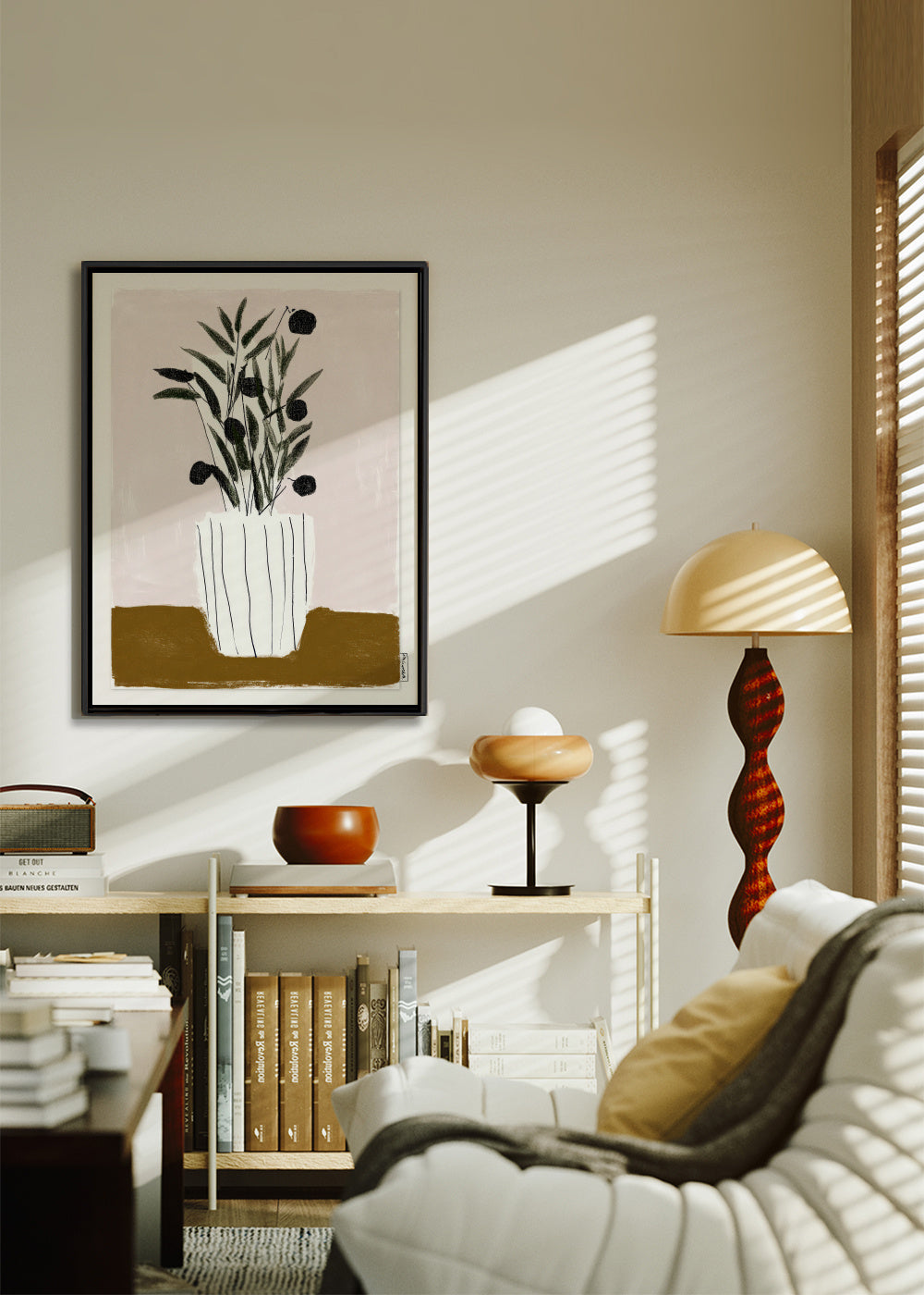 Olive Branches - Framed canvas in an interior