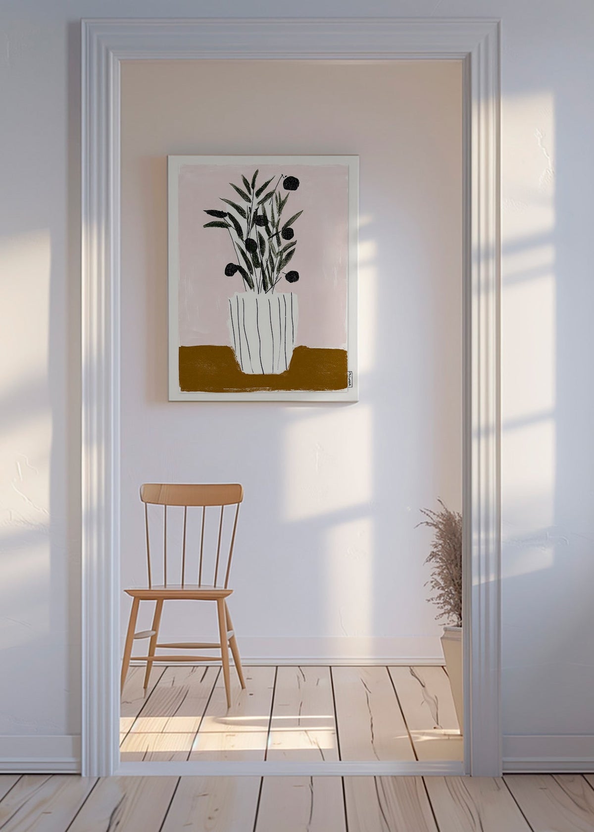 Lámina botánica con ramas y olivas – Canvas