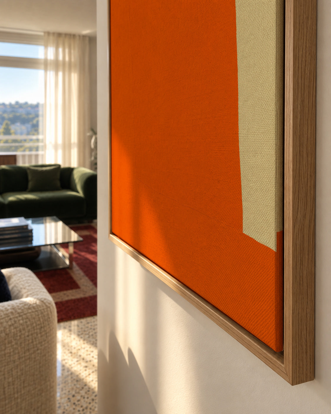 Orange Field - Framed canvas detail