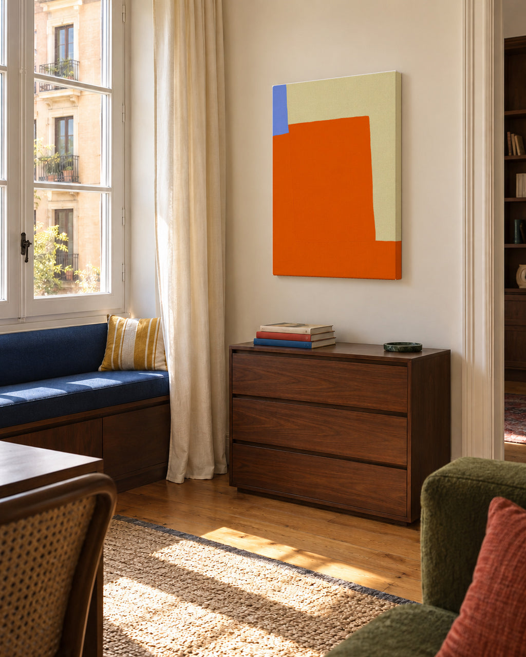 Orange Field - Unframed canvas in an interior
