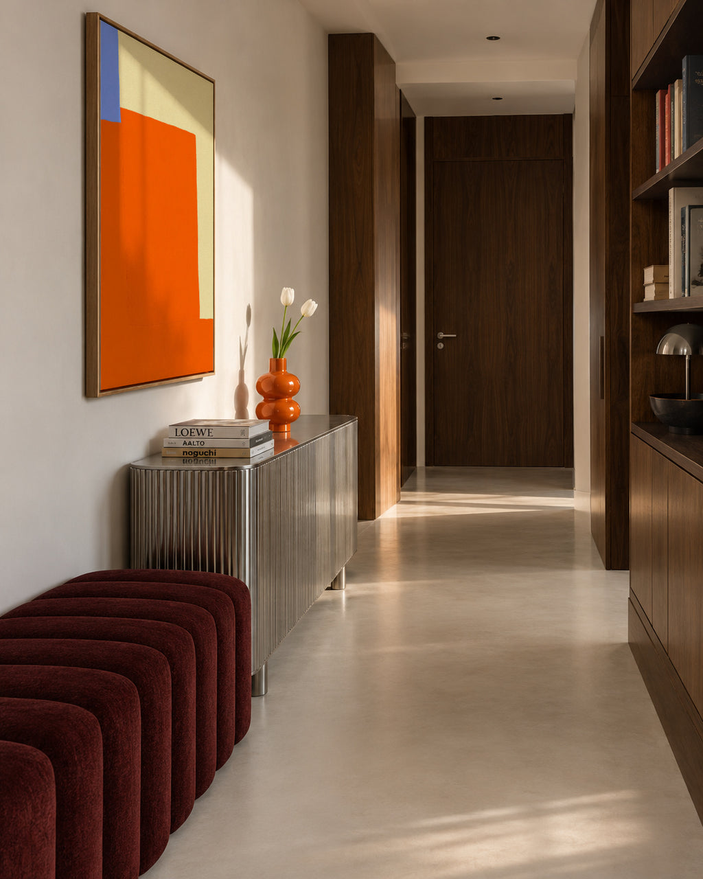 Orange Field - Framed canvas in an interior